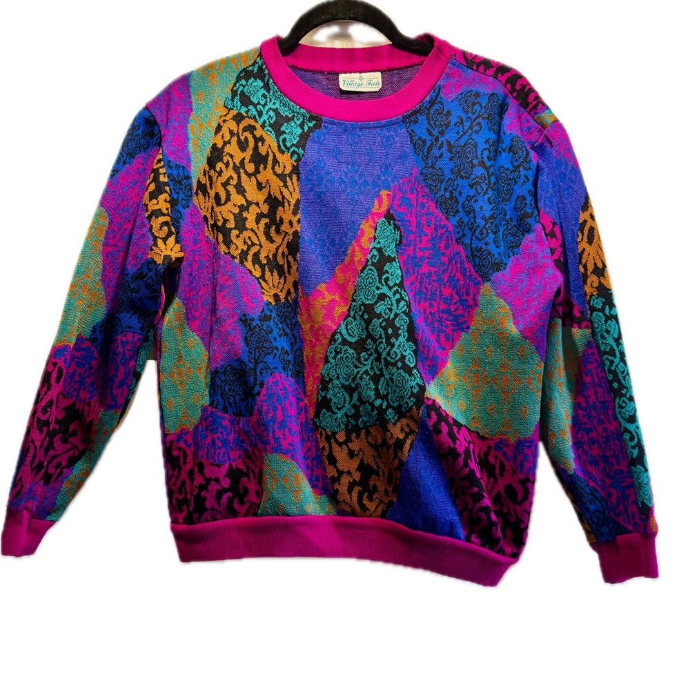 Vintage Colorful Patchwork Sweater
